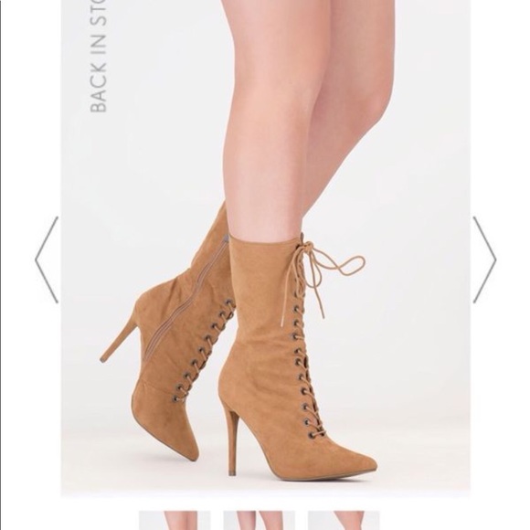 High Point Lace-Up Faux Suede Booties - Picture 3 of 3